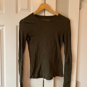 Enza Costa Forest Green Long Sleeve Top xs 100% cotton